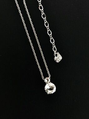 Swarovski Solitaire Double Crystal Pendant & White Rhodium Plated Necklace